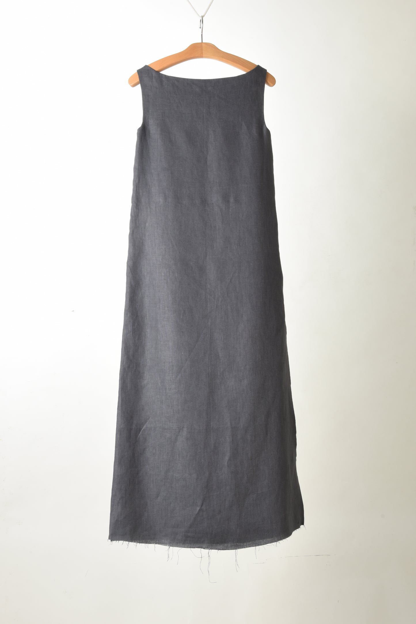 Deep slit linen dress