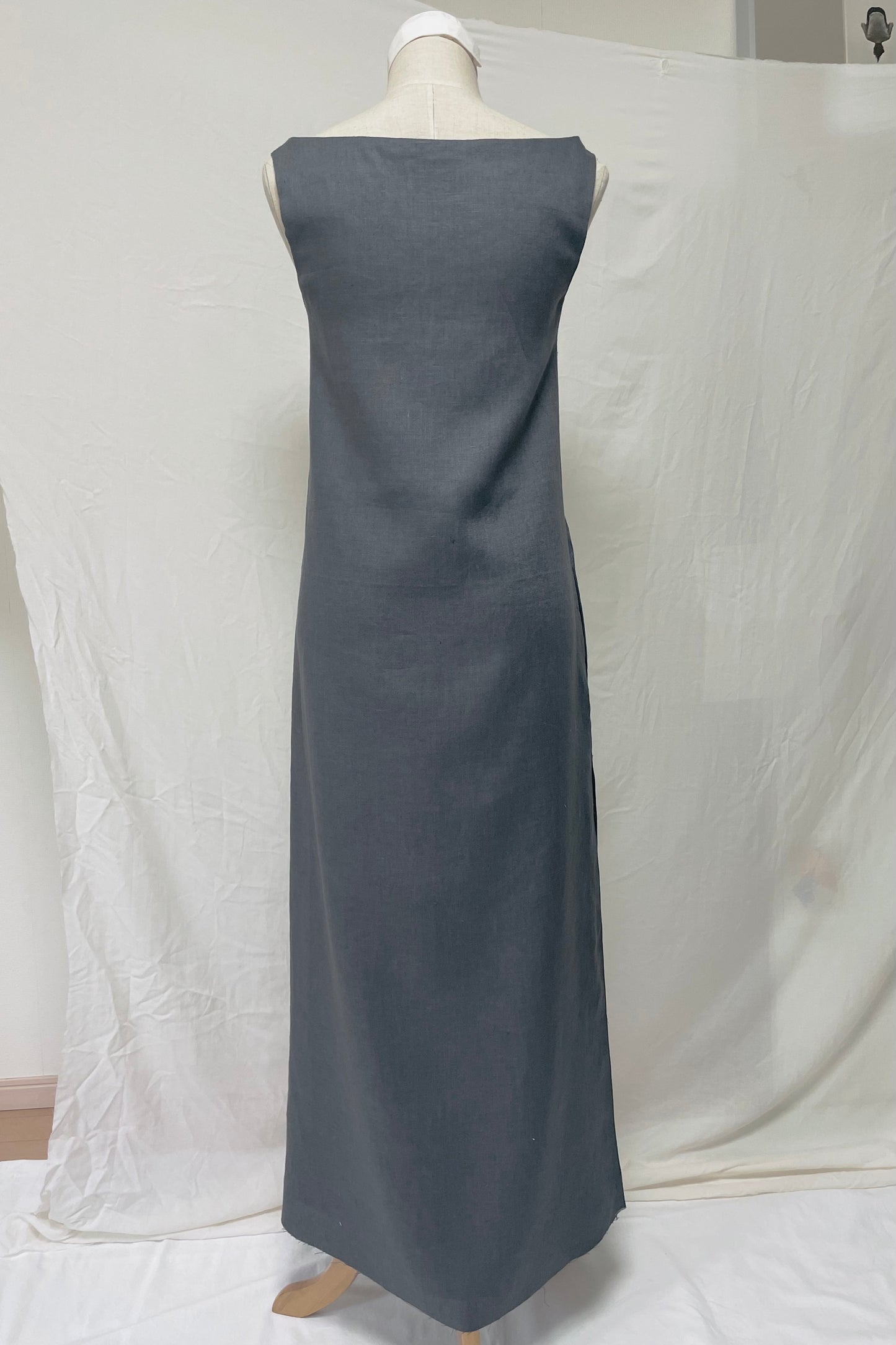 Deep slit linen dress